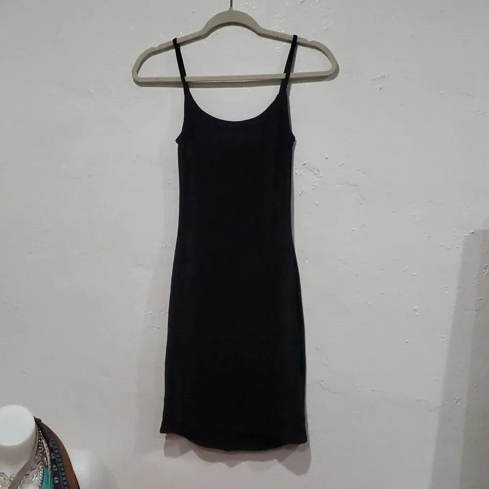 Skims Ribbed Tank Dress in Black Size S